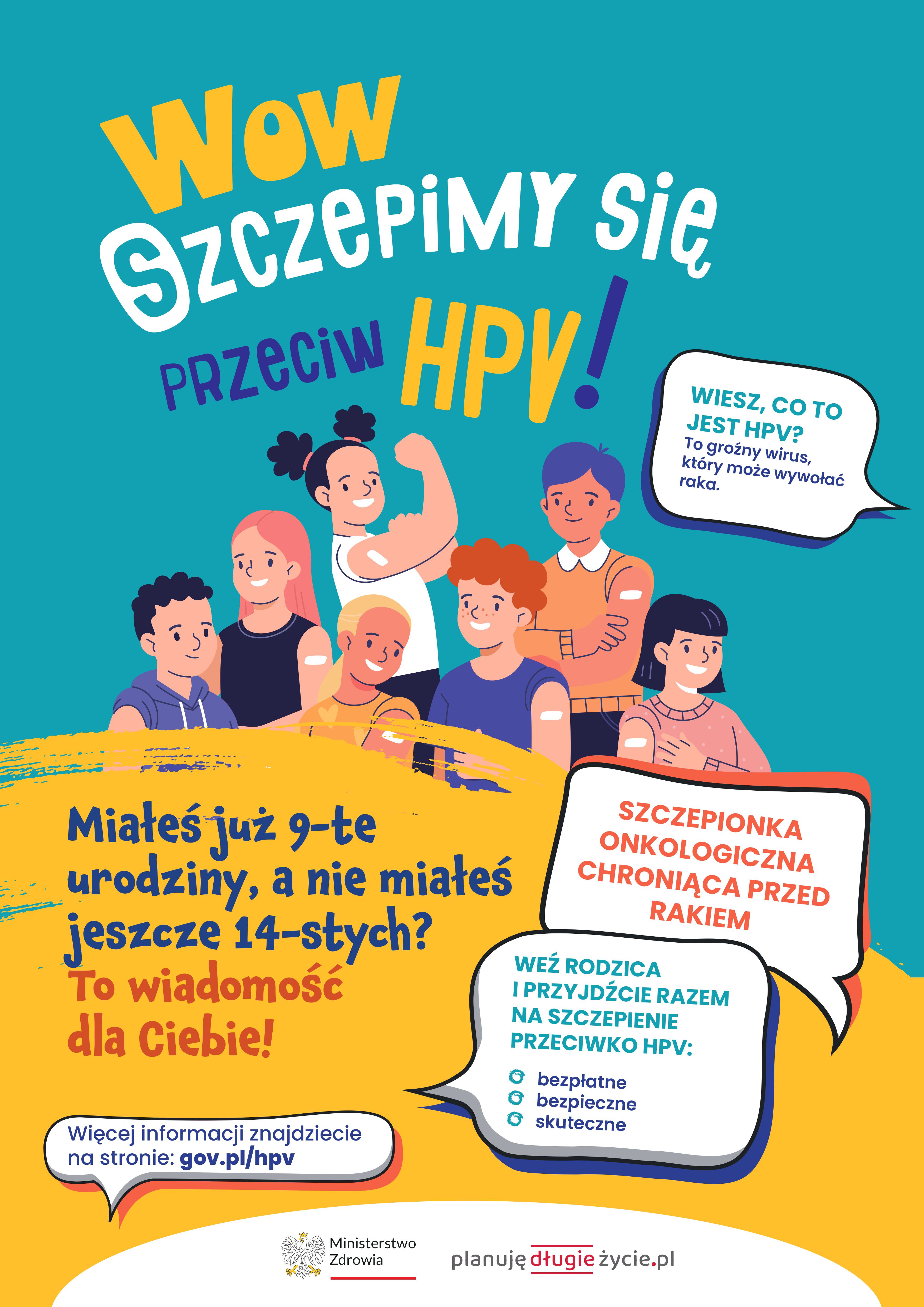 Plakat informacyjny o szczepieniach przeciw HPV