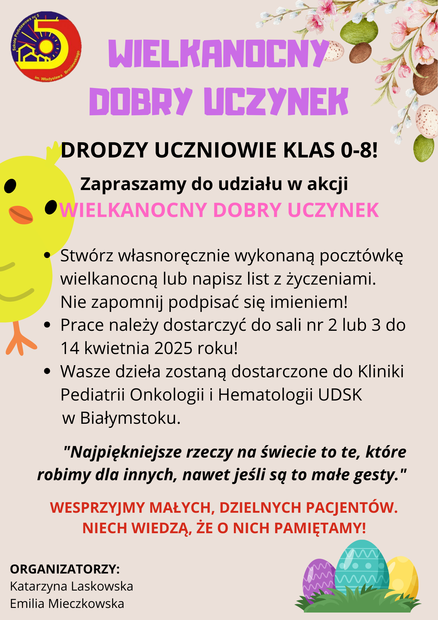 Wielkanocny dobry uczynek - akcja szkolna - plakat