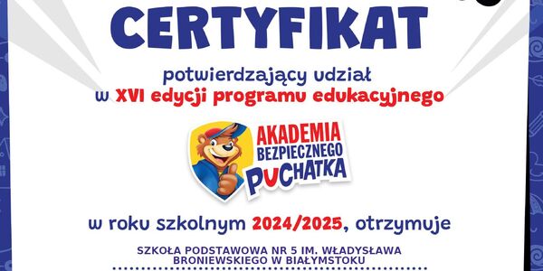 Poglądowy fragment certyfikatu