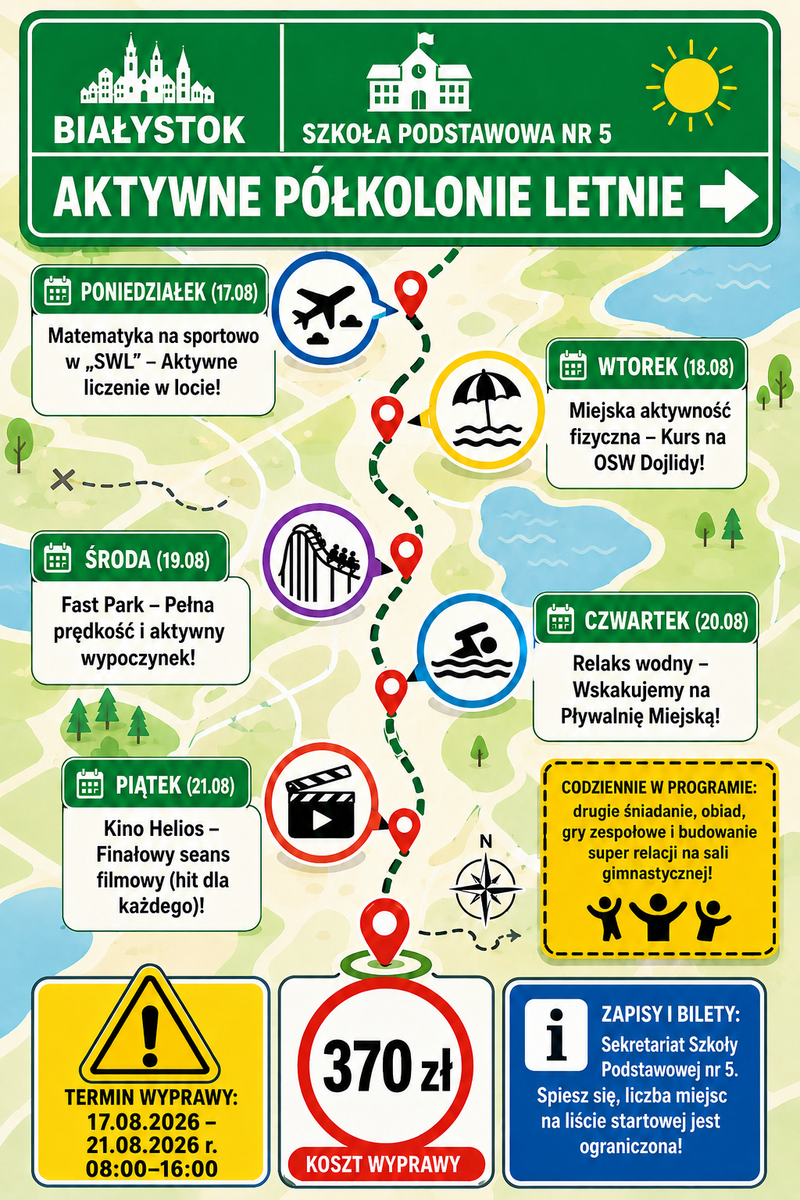 Plakat - Aktywnie Półkolonie Letnie 2026